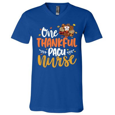 One Thankful Pacu Nurse Turkey Leopard Thanksgiving Cute Gift V-Neck T-Shirt