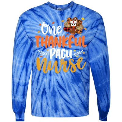 One Thankful Pacu Nurse Turkey Leopard Thanksgiving Cute Gift Tie-Dye Long Sleeve Shirt