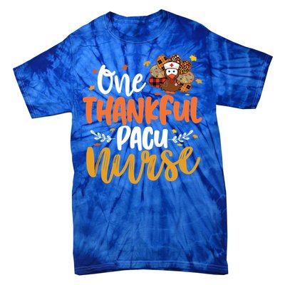 One Thankful Pacu Nurse Turkey Leopard Thanksgiving Cute Gift Tie-Dye T-Shirt