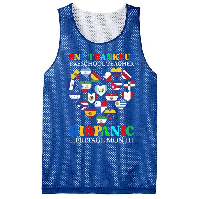 One Thankful Preschool Teacher Hispanic Heritage Month Gift Mesh Reversible Basketball Jersey Tank