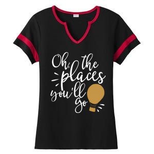 Oh The Places You'll Go Thinking Lightbulb Ladies Halftime Notch Neck Tee