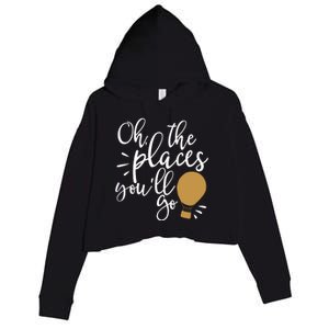 Oh The Places You'll Go Thinking Lightbulb Crop Fleece Hoodie