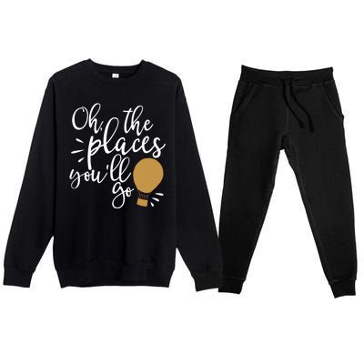 Oh The Places You'll Go Thinking Lightbulb Premium Crewneck Sweatsuit Set