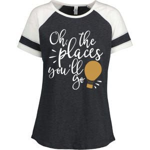 Oh The Places You'll Go Thinking Lightbulb Enza Ladies Jersey Colorblock Tee