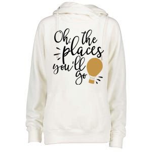 Oh The Places You'll Go Thinking Lightbulb Womens Funnel Neck Pullover Hood