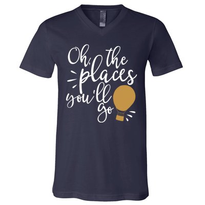 Oh The Places You'll Go Thinking Lightbulb V-Neck T-Shirt