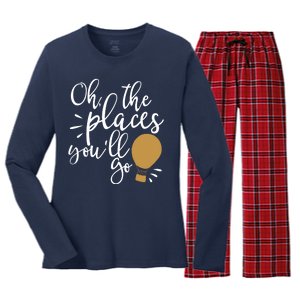 Oh The Places You'll Go Thinking Lightbulb Women's Long Sleeve Flannel Pajama Set 