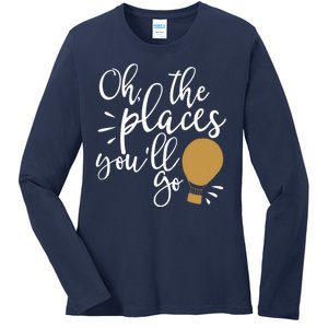 Oh The Places You'll Go Thinking Lightbulb Ladies Long Sleeve Shirt