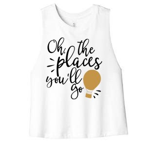 Oh The Places You'll Go Thinking Lightbulb Women's Racerback Cropped Tank