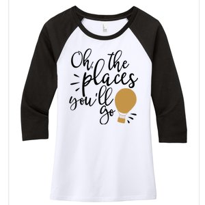 Oh The Places You'll Go Thinking Lightbulb Women's Tri-Blend 3/4-Sleeve Raglan Shirt