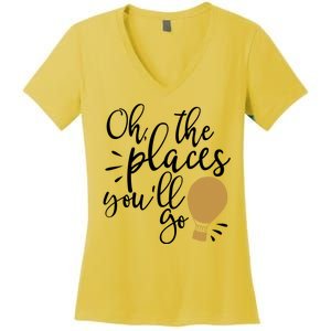 Oh The Places You'll Go Thinking Lightbulb Women's V-Neck T-Shirt