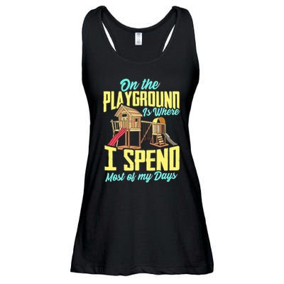 On The Playground Is Where I Spend Most Of My Days Ladies Essential Flowy Tank