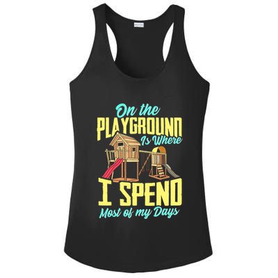 On The Playground Is Where I Spend Most Of My Days Ladies PosiCharge Competitor Racerback Tank