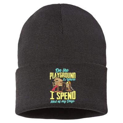 On The Playground Is Where I Spend Most Of My Days Sustainable Knit Beanie
