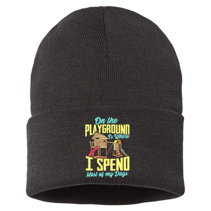 On The Playground Is Where I Spend Most Of My Days Sustainable Knit Beanie