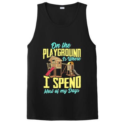 On The Playground Is Where I Spend Most Of My Days PosiCharge Competitor Tank