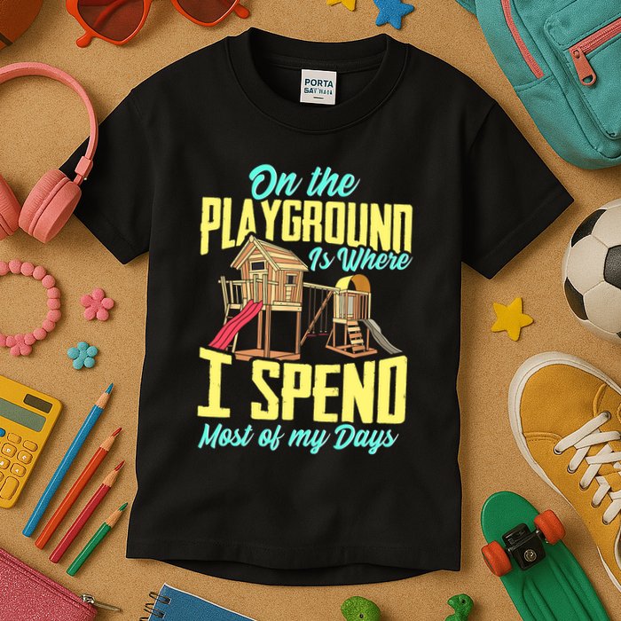 On The Playground Is Where I Spend Most Of My Days Kids T-Shirt