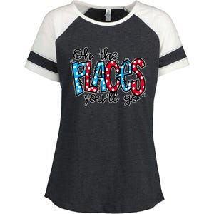 Oh The Places You Will Go Read Educate School Enza Ladies Jersey Colorblock Tee