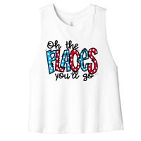 Oh The Places You Will Go Read Educate School Women's Racerback Cropped Tank