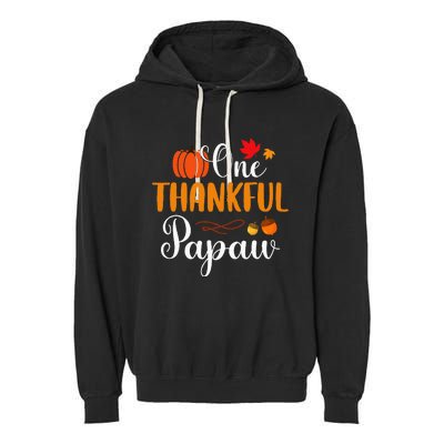 One Thankful Papaw Thankgiving Fall Autumn Pumpkin Dad Garment-Dyed Fleece Hoodie