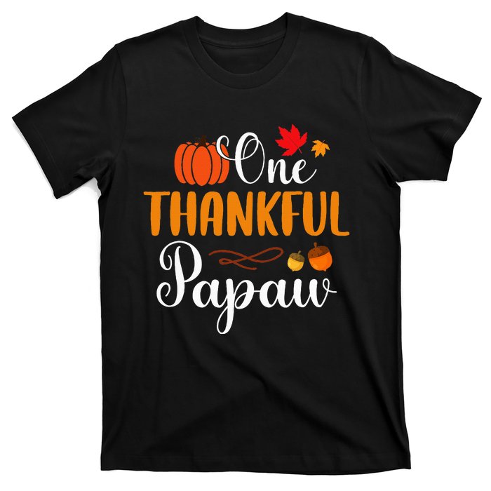 One Thankful Papaw Thankgiving Fall Autumn Pumpkin Dad T-Shirt