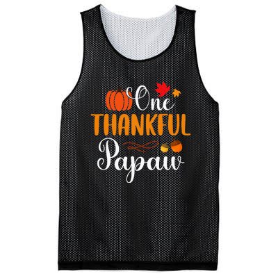 One Thankful Papaw Thankgiving Fall Autumn Pumpkin Dad Mesh Reversible Basketball Jersey Tank