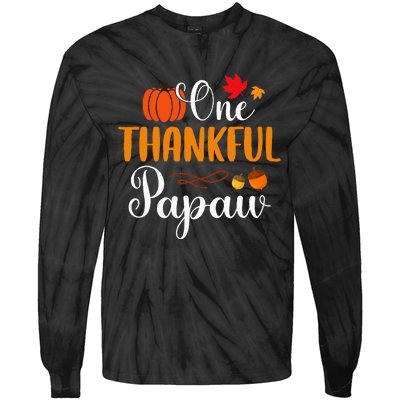 One Thankful Papaw Thankgiving Fall Autumn Pumpkin Dad Tie-Dye Long Sleeve Shirt