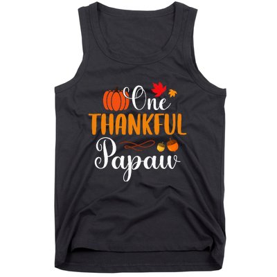 One Thankful Papaw Thankgiving Fall Autumn Pumpkin Dad Tank Top