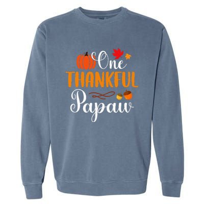 One Thankful Papaw Thankgiving Fall Autumn Pumpkin Dad Garment-Dyed Sweatshirt