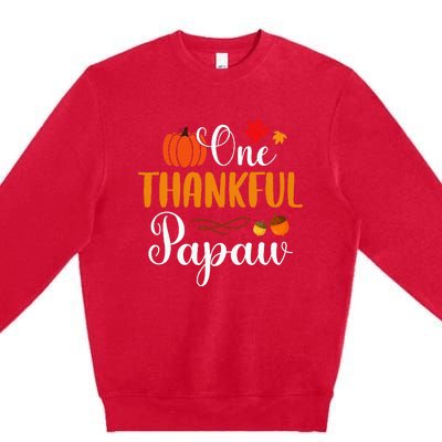 One Thankful Papaw Thankgiving Fall Autumn Pumpkin Dad Premium Crewneck Sweatshirt