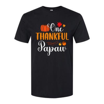 One Thankful Papaw Thankgiving Fall Autumn Pumpkin Dad Softstyle CVC T-Shirt