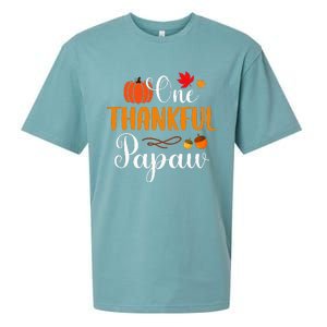 One Thankful Papaw Thankgiving Fall Autumn Pumpkin Dad Sueded Cloud Jersey T-Shirt