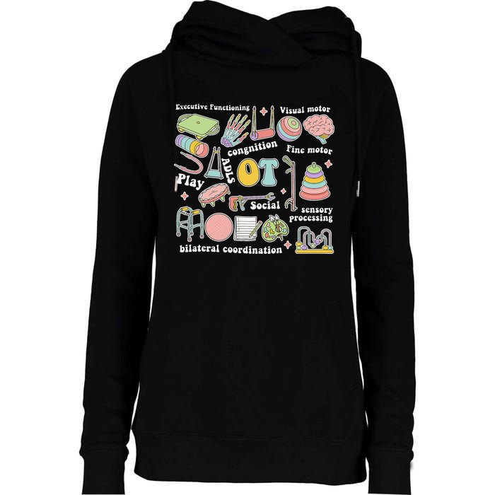 Occupational Therapy Pediatric Therapist OT Month Womens Funnel Neck Pullover Hood