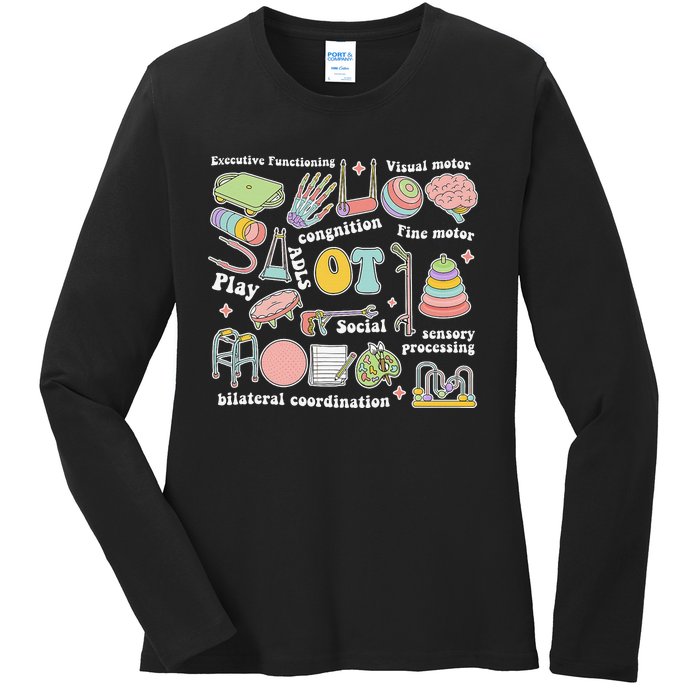 Occupational Therapy Pediatric Therapist OT Month Ladies Long Sleeve Shirt