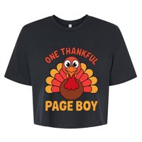 One Thankful Page Boy Turkey Funny Fall Autumn Thanksgiving Bella+Canvas Jersey Crop Tee