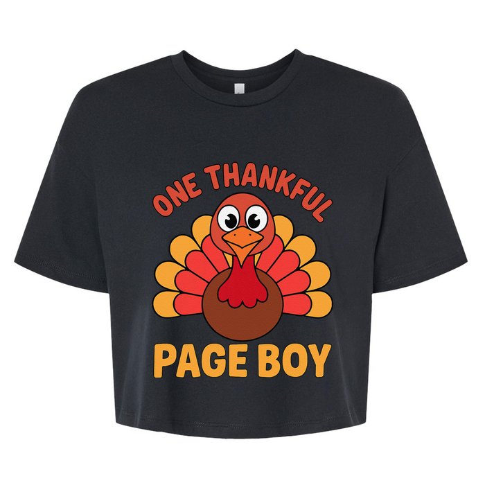 One Thankful Page Boy Turkey Funny Fall Autumn Thanksgiving Bella+Canvas Jersey Crop Tee