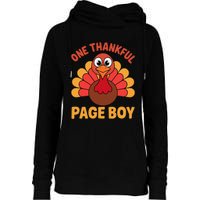 One Thankful Page Boy Turkey Funny Fall Autumn Thanksgiving Womens Funnel Neck Pullover Hood