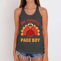 One Thankful Page Boy Turkey Funny Fall Autumn Thanksgiving Women's Knotted Racerback Tank