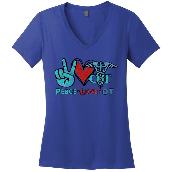 Occupational Therapist Peace Love Ot Therapy Health Care Cute Gift Women's V-Neck T-Shirt