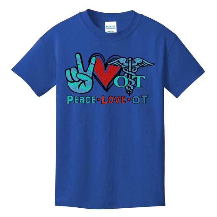 Occupational Therapist Peace Love Ot Therapy Health Care Cute Gift Kids T-Shirt