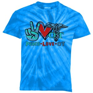 Occupational Therapist Peace Love Ot Therapy Health Care Cute Gift Kids Tie-Dye T-Shirt