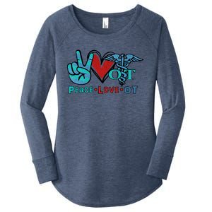 Occupational Therapist Peace Love Ot Therapy Health Care Cute Gift Women's Perfect Tri Tunic Long Sleeve Shirt