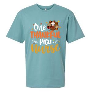 One Thankful Picu Nurse Turkey Leopard Thanksgiving Gift Sueded Cloud Jersey T-Shirt