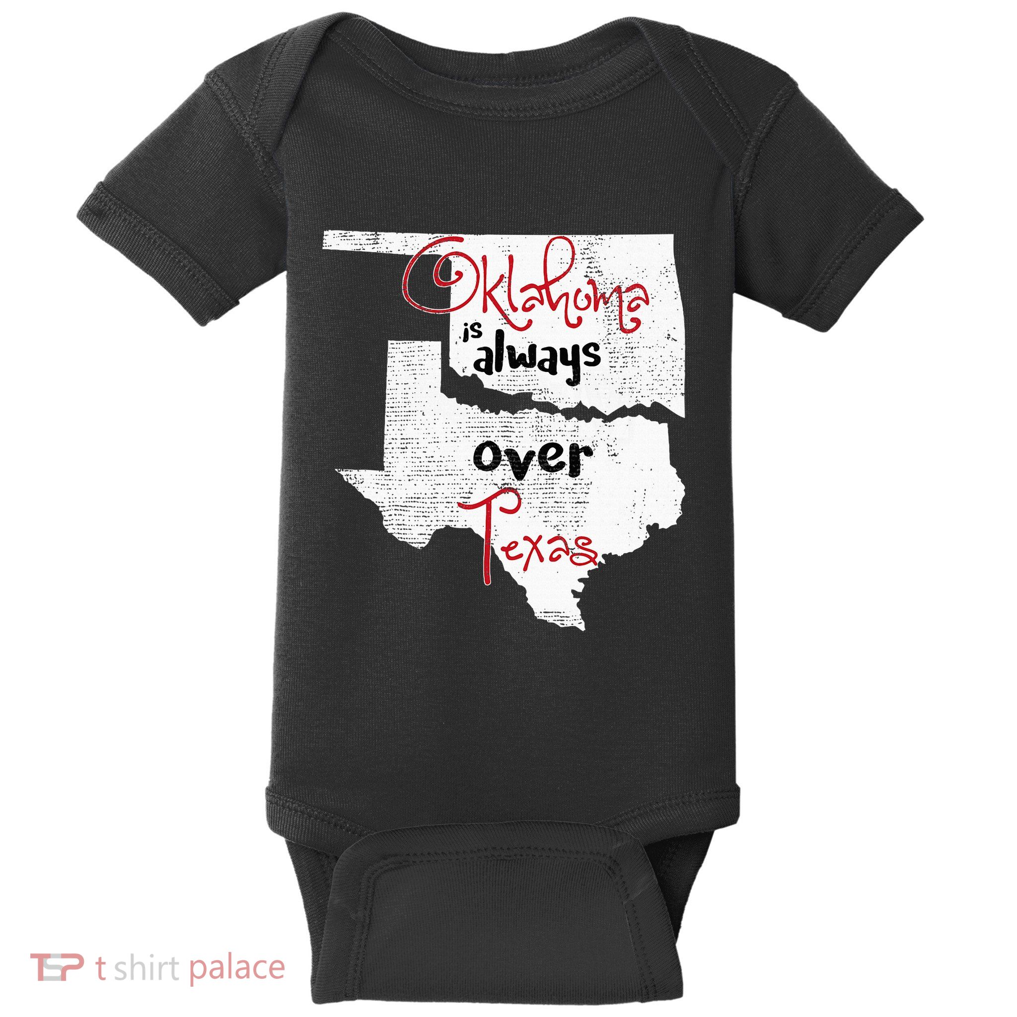 Oklahoma Texas Rivals Okie Distressed Baby Bodysuit
