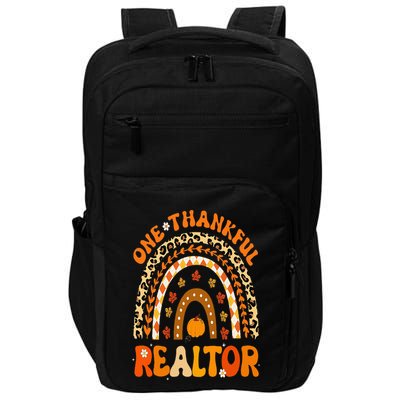 One Thankful Realtor Thanksgiving Rainbow Leopard Fall Impact Tech Backpack
