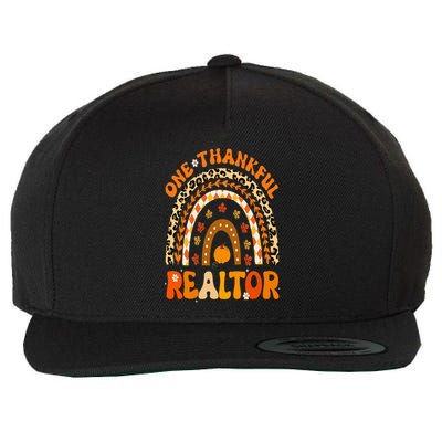 One Thankful Realtor Thanksgiving Rainbow Leopard Fall Wool Snapback Cap