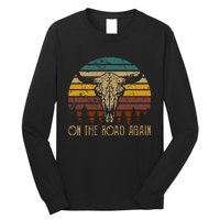 On The Road Again Outlaws Music Bull Skull Love Cowboy Boots Long Sleeve Shirt