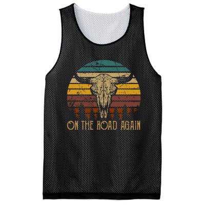 On The Road Again Outlaws Music Bull Skull Love Cowboy Boots Mesh Reversible Basketball Jersey Tank