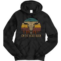 On The Road Again Outlaws Music Bull Skull Love Cowboy Boots Tie Dye Hoodie