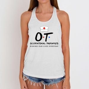 Occupational Therapists Risking Our Lives Everyday Women's Knotted Racerback Tank